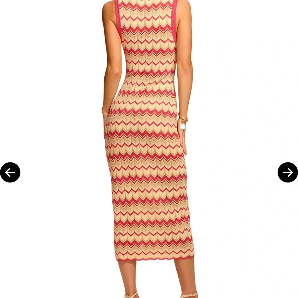 Ramy Brook is Chevron Knit Dress with Pink Accents - Picture 2 of 4